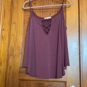 Off shoulder mid sleeve mauve top